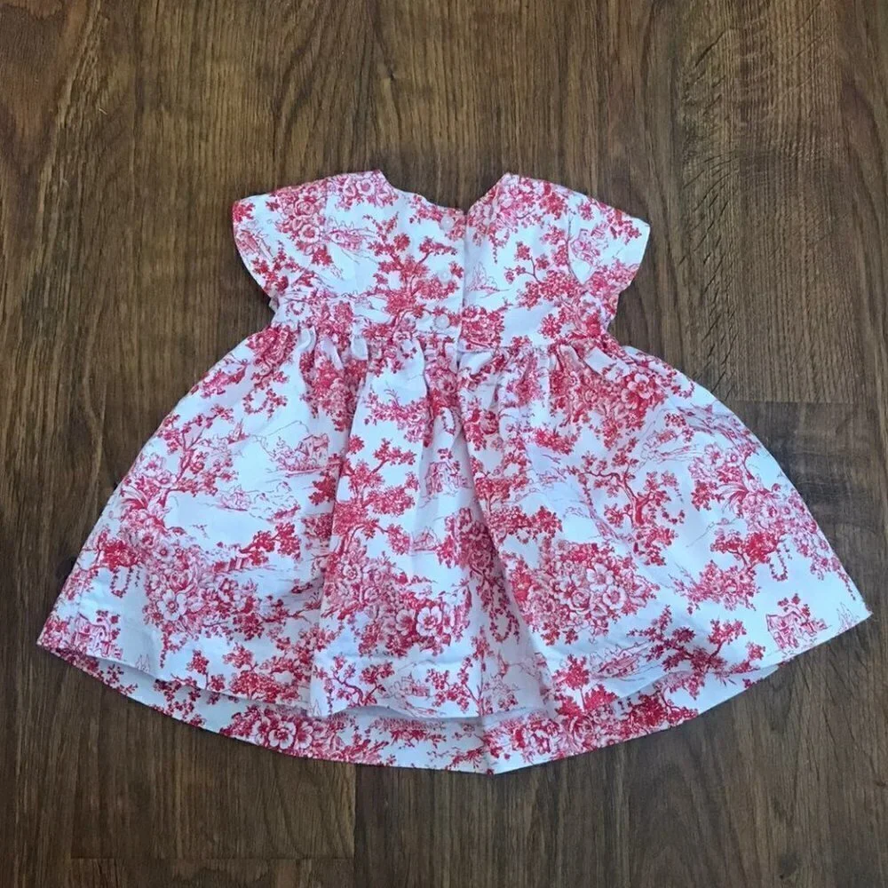 Janie and Jack toile print Dress sz 3-6 mos
